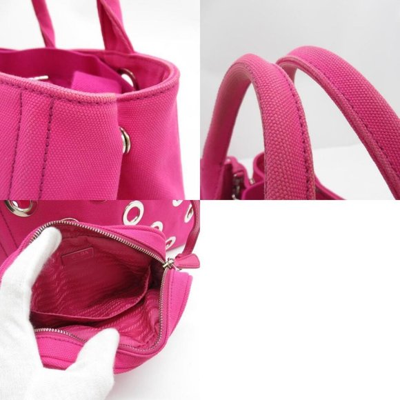 AUTHENTIC PRADA Canapa Tote Bag crossbody 2 way canvas Pink - Picture 8 of 12